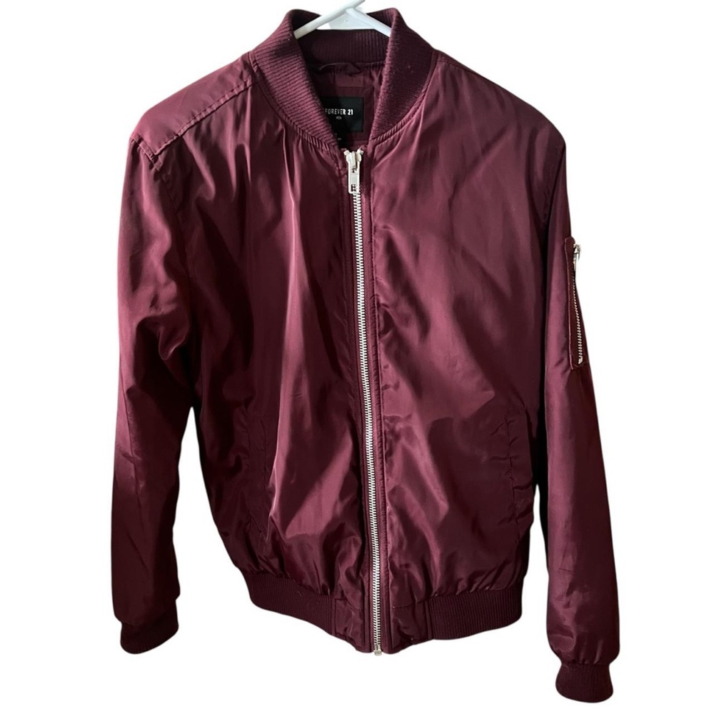 Burgundy Bomber Jacket - Picture 3 of 5